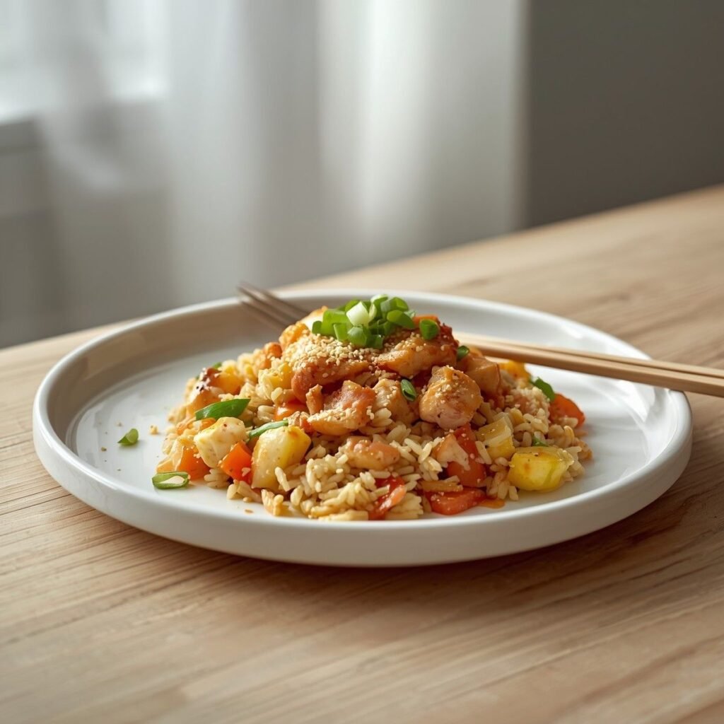 High-protein chicken fried rice