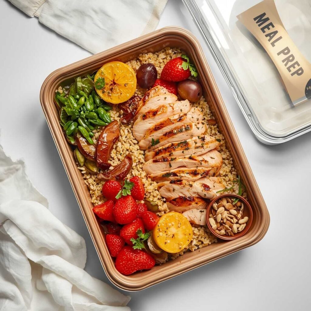 High-protein chicken meal prep box