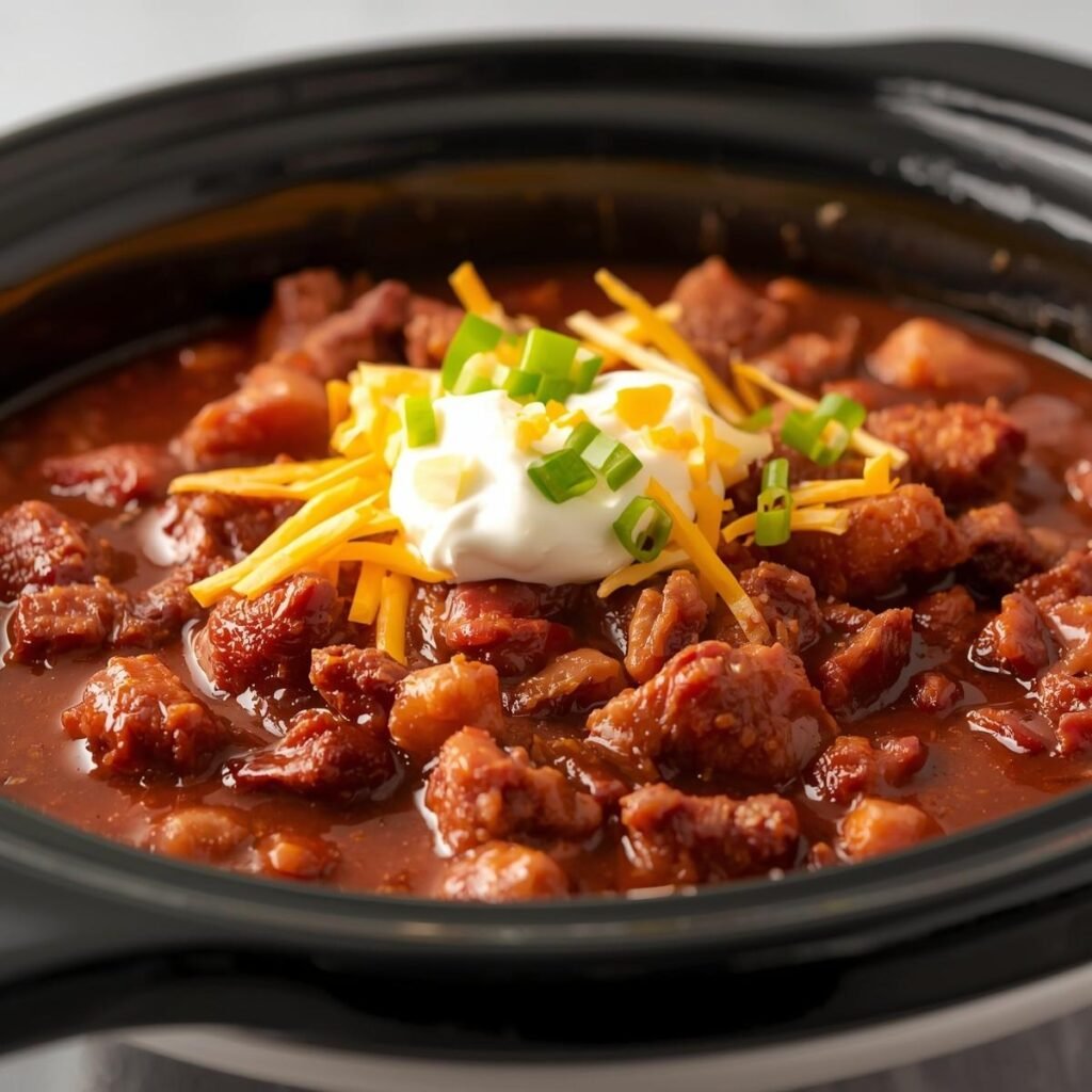 Keto chili in crockpot