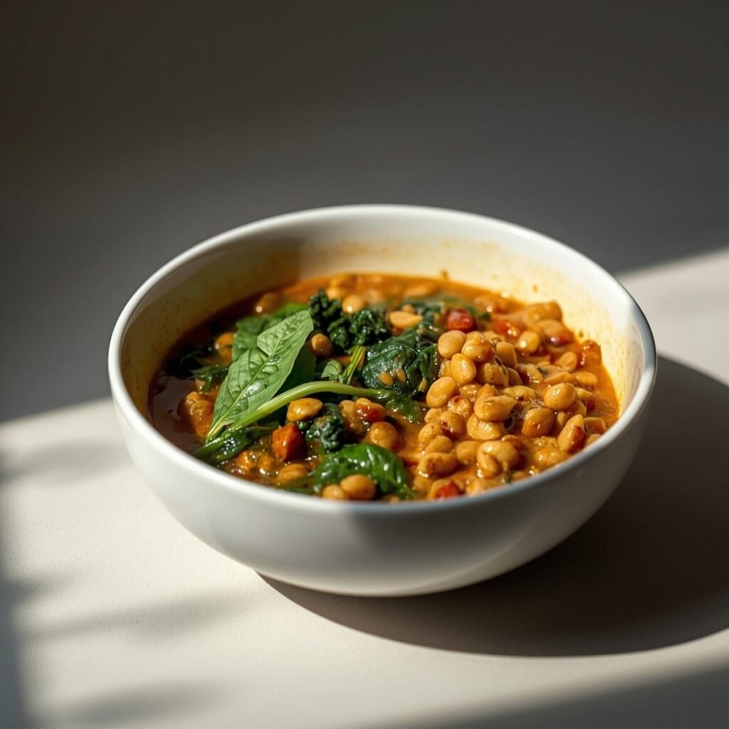 Lentil spinach curry bowl
