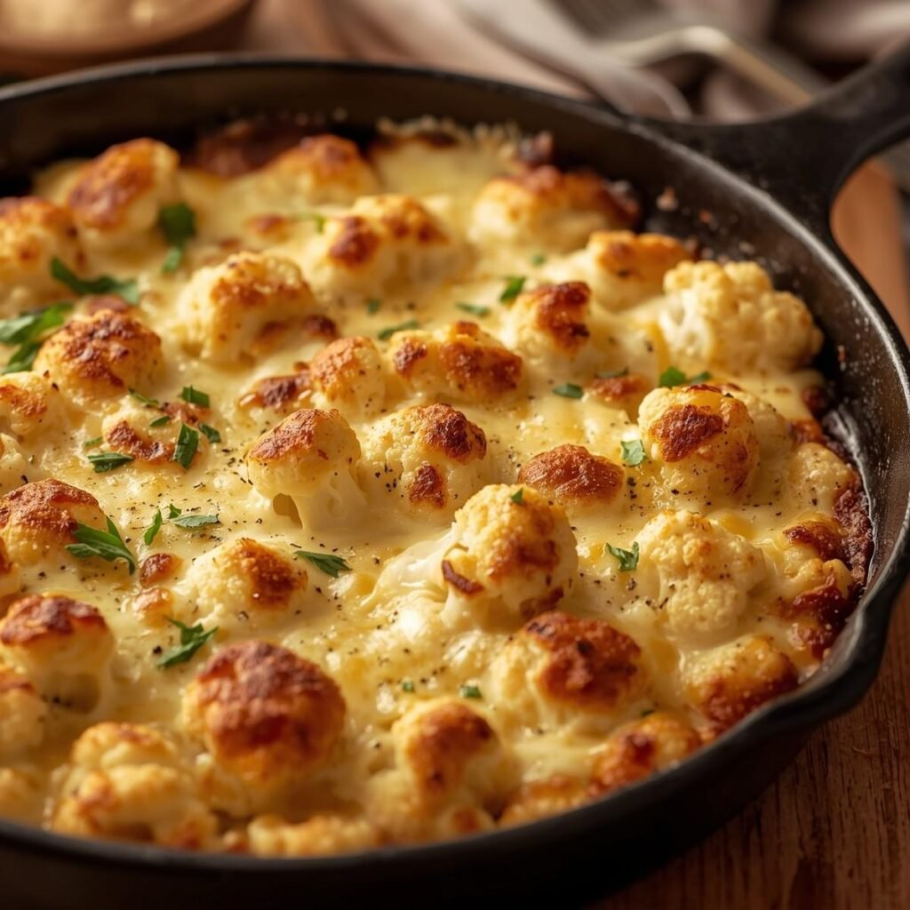 Keto Cheesy Cauliflower Skillet