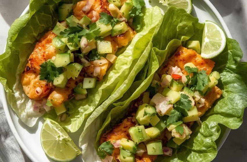 Low-Carb Keto Fish Tacos in Lettuce Wraps