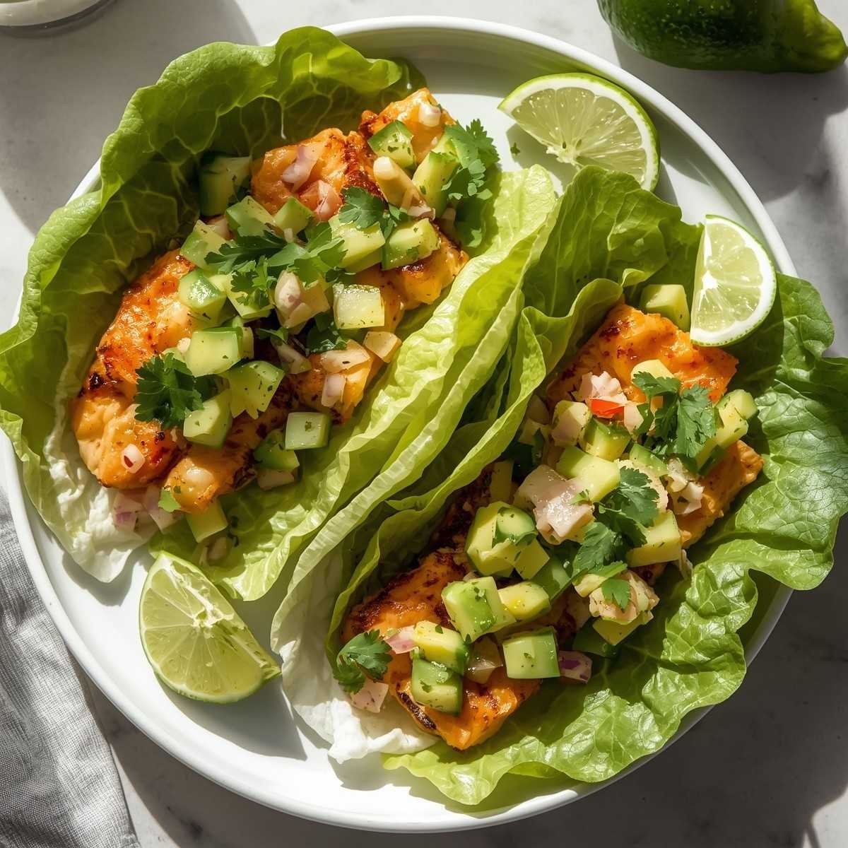 Low-Carb Keto Fish Tacos in Lettuce Wraps