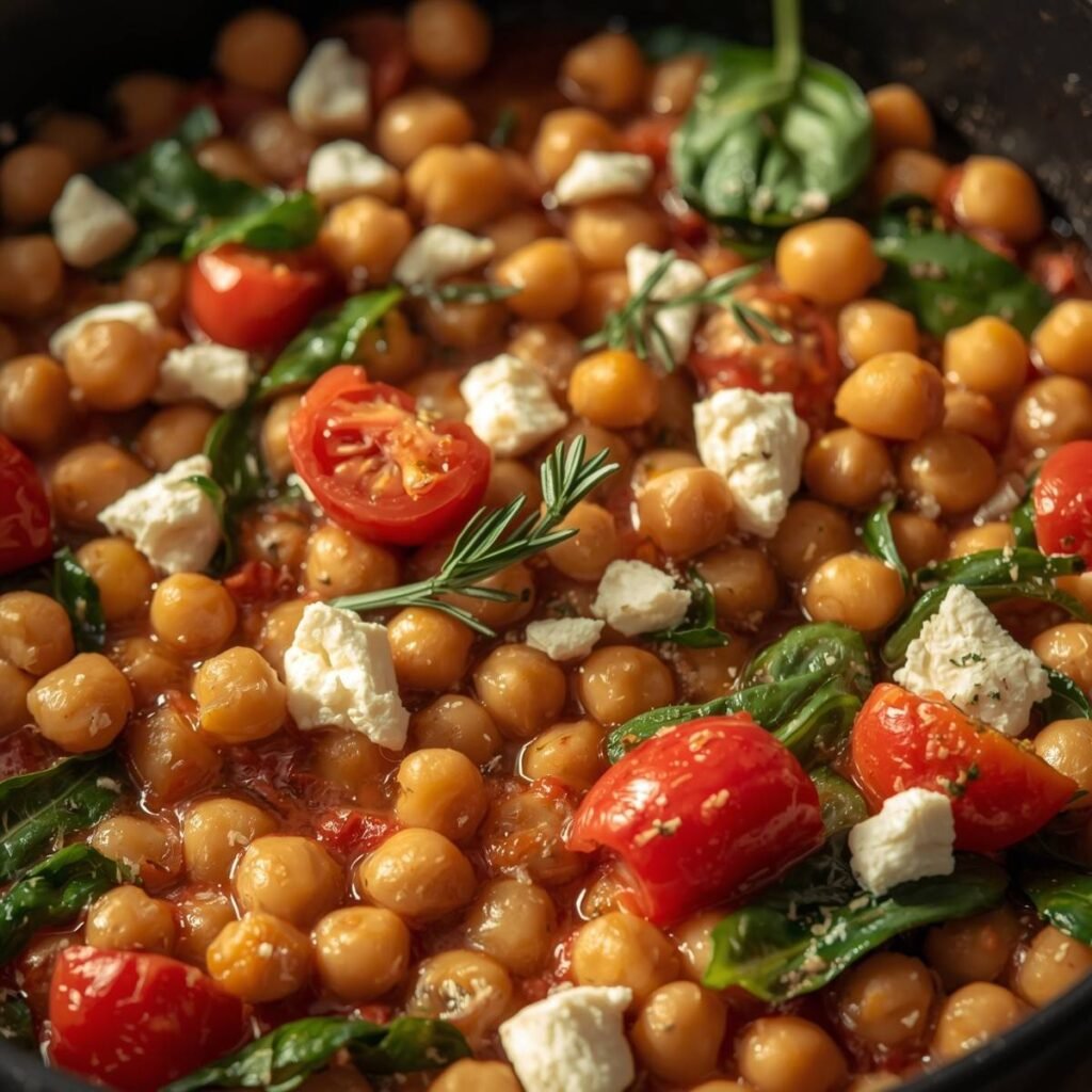 One-Pot Greek Chickpea Skillet
