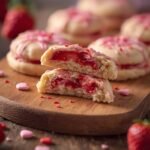 Soft Strawberry Cheesecake Stuffed Cookies for Valentine’s Day
