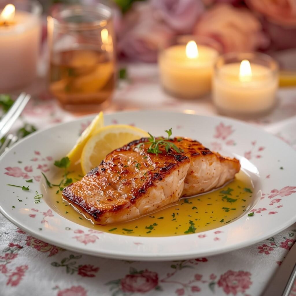 Pan‑seared salmon with lemon butter