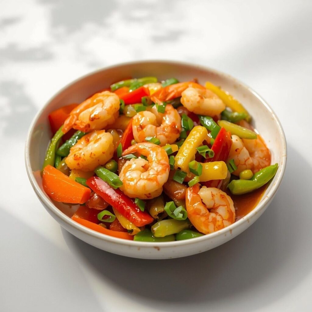 Shrimp edamame stir fry