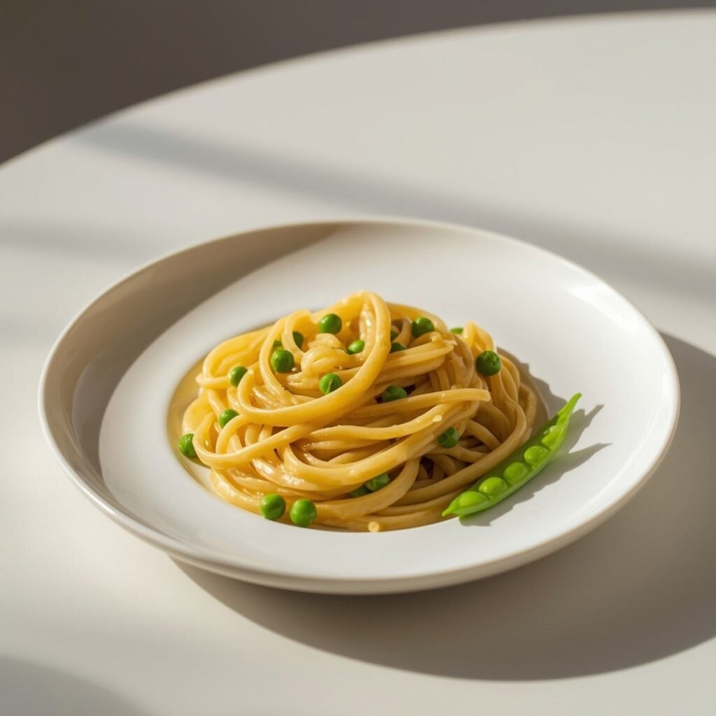 Simple pasta with green peas
