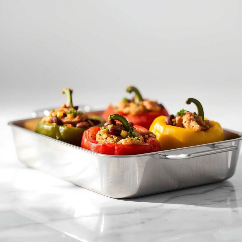 Stuffed bell peppers with chicken and beans