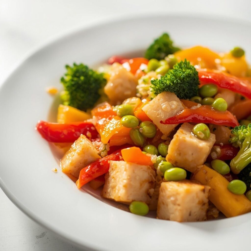 Tofu edamame stir fry