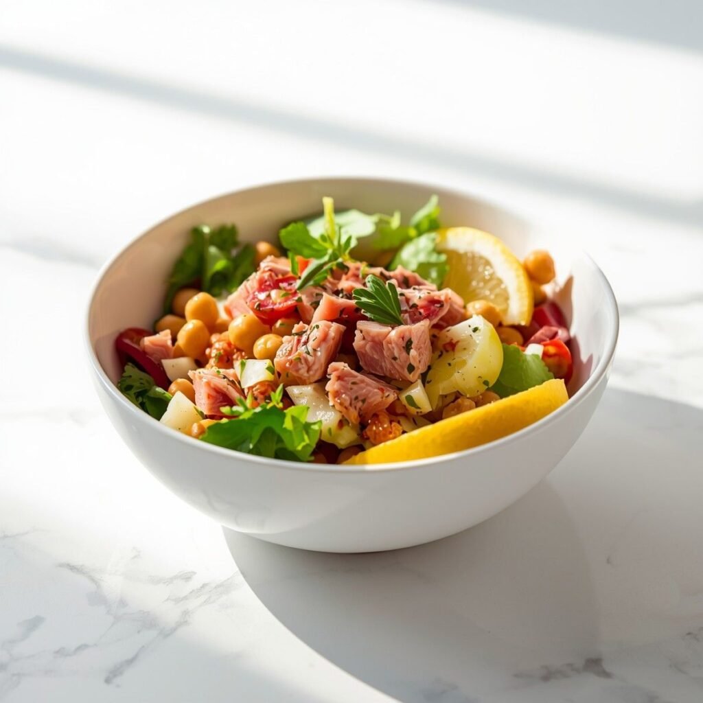 Tuna chickpea salad bowl