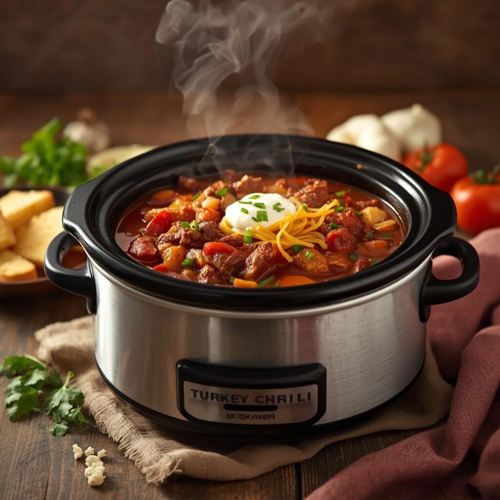 Turkey chili in slow cooker