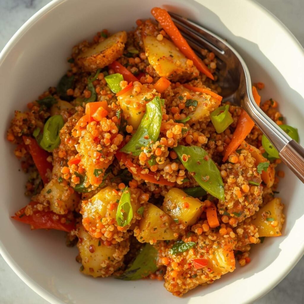chicken fried quinoa with vegetables