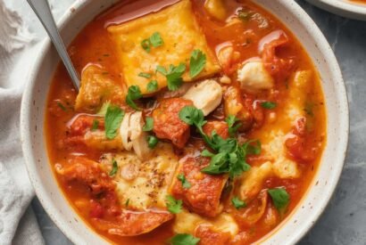 Thumbnail for Cozy Crockpot Chicken Lasagna Soup