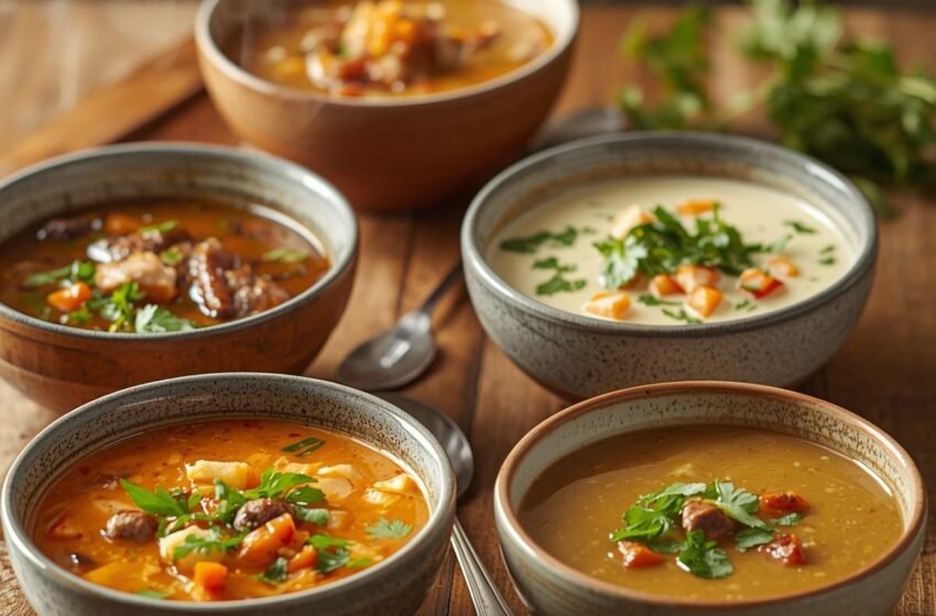 collection of high-protein low-carb soups