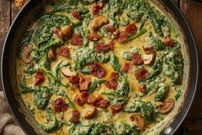 Thumbnail for Keto Creamed Spinach with Mushrooms & Bacon