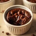 high-protein microwave chocolate brownie in a small ramekin