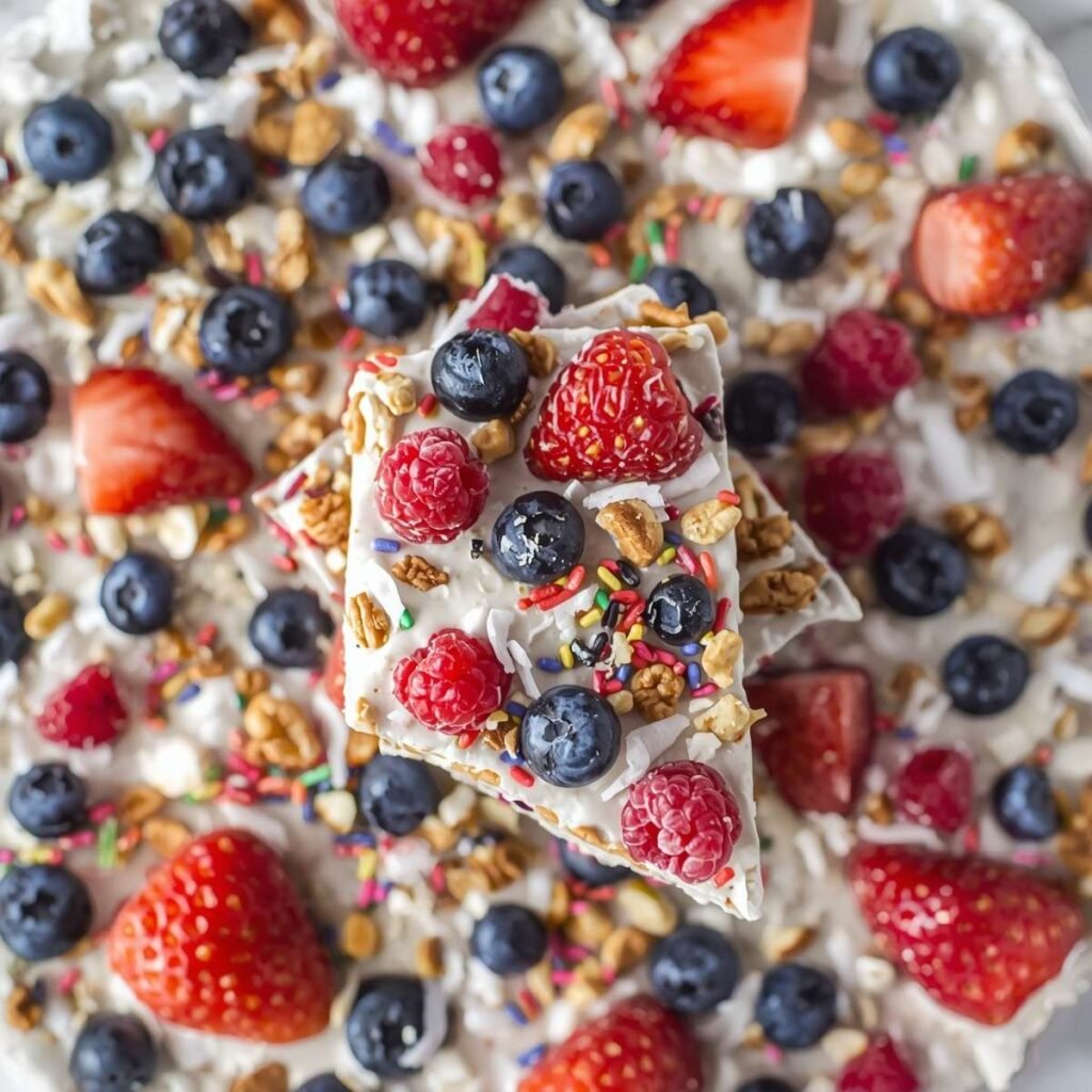 protein frozen yogurt bark with berries