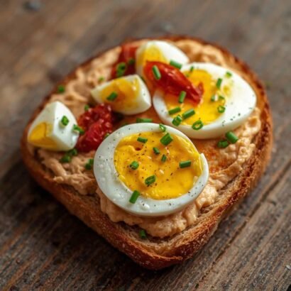 toast topped with creamy hummus