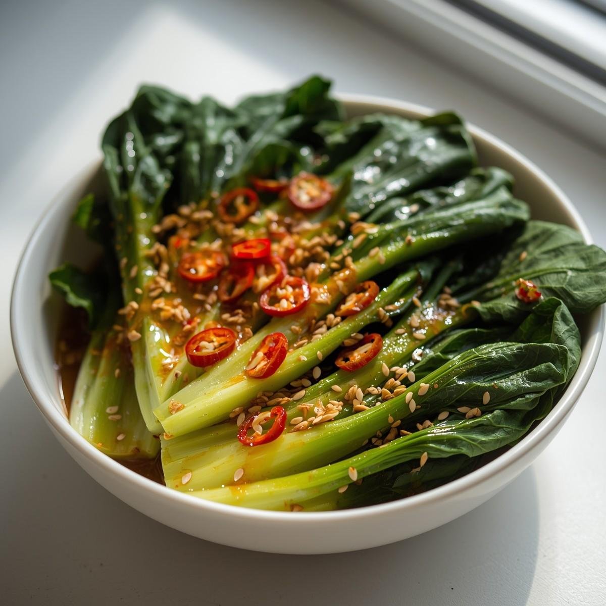 Bok Choy with Ginger Chili Sauce