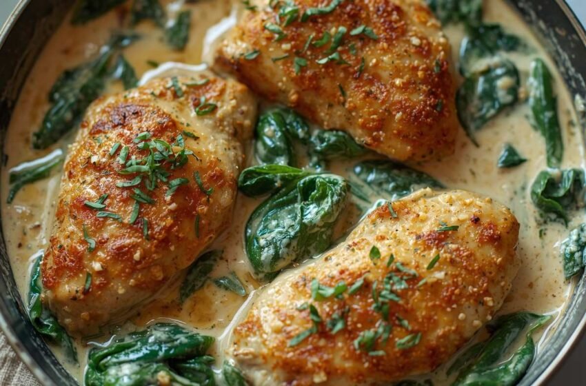 Creamy Chicken Florentine Skillet with Spinach