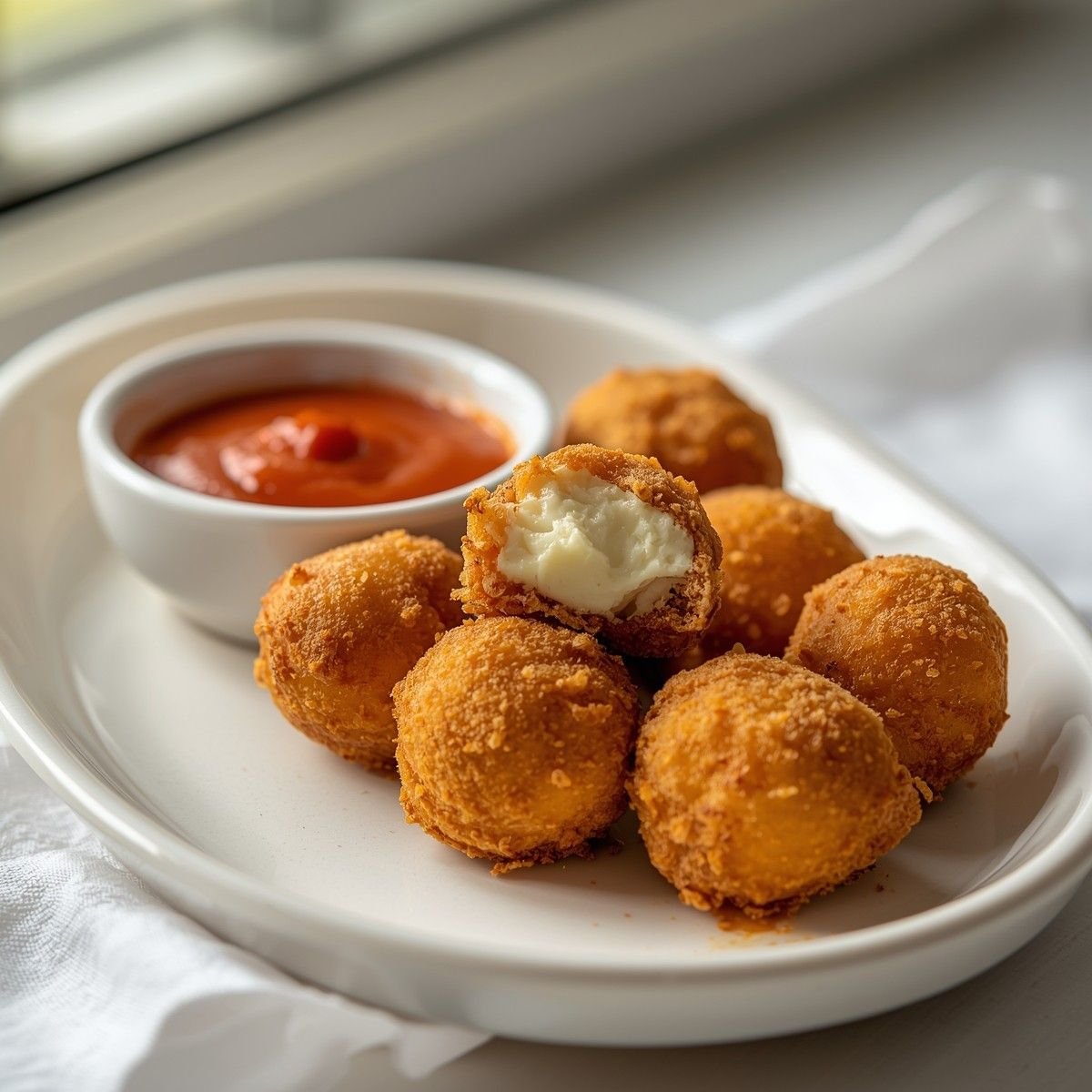 Crispy Fried Burrata with Spicy Dipping Sauce