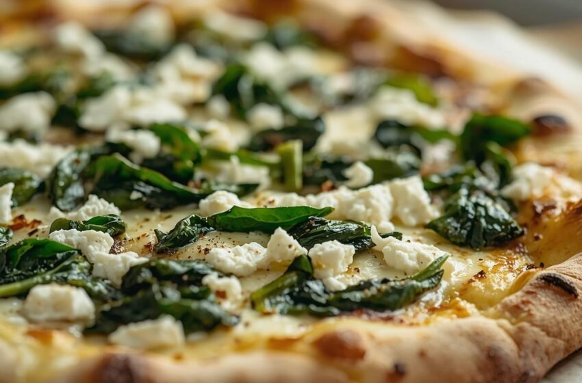 Garlic Spinach White Pizza with Creamy Sauce