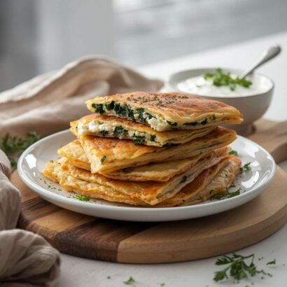 Homemade Turkish Gözleme with Savory Filling