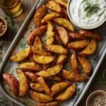 Crispy Mediterranean Potato Wedges with Tzatziki Sauce