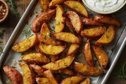 Thumbnail for Crispy Mediterranean Potato Wedges with Tzatziki Sauce