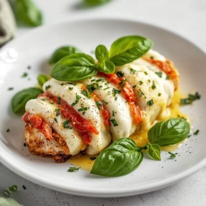 Keto Hasselback Caprese Chicken with Basil & Mozzarella 2