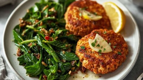 Tuna Cakes & Lemon Herb Greens