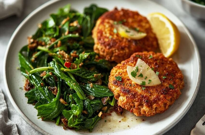 Tuna Cakes & Lemon Herb Greens