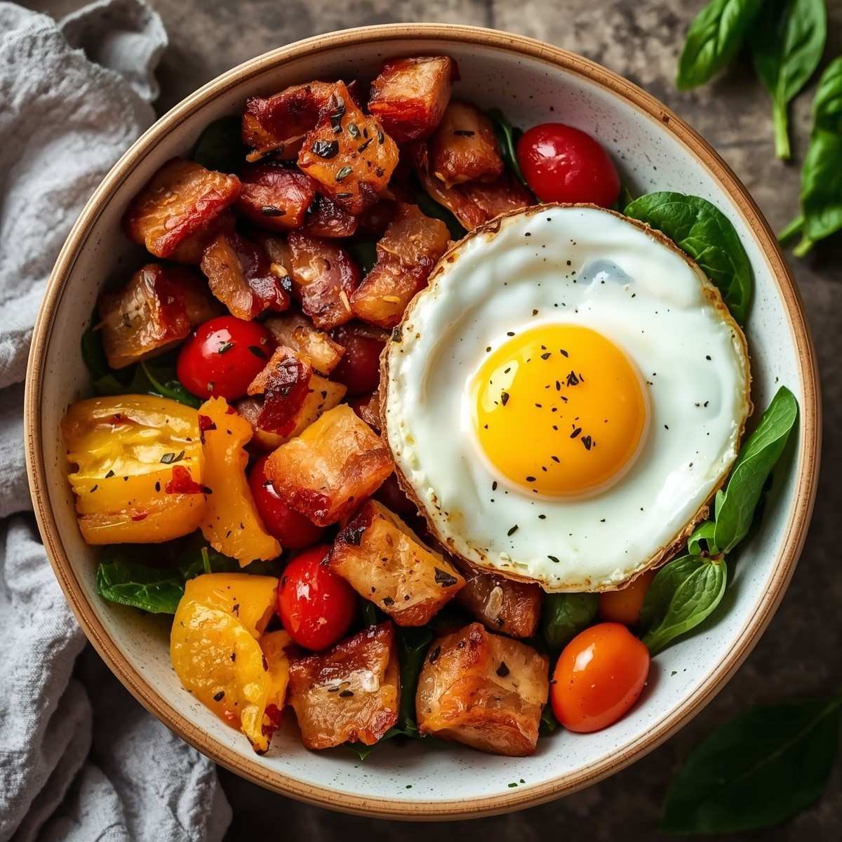 Keto Bacon and Egg Breakfast Bowl