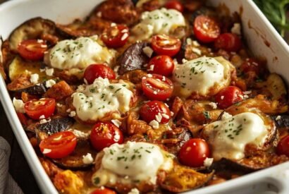 Thumbnail for Cheesy Mediterranean Roasted Vegetable Casserole (Healthy & Easy!)