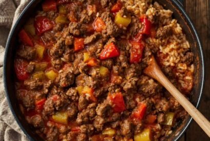 Thumbnail for Quick Unstuffed Pepper Skillet with Rice and Ground Beef