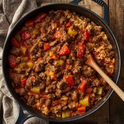 Unstuffed Pepper Skillet with Rice and Ground Beef