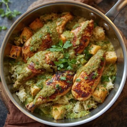 Salsa Verde Chicken Rice Skillet