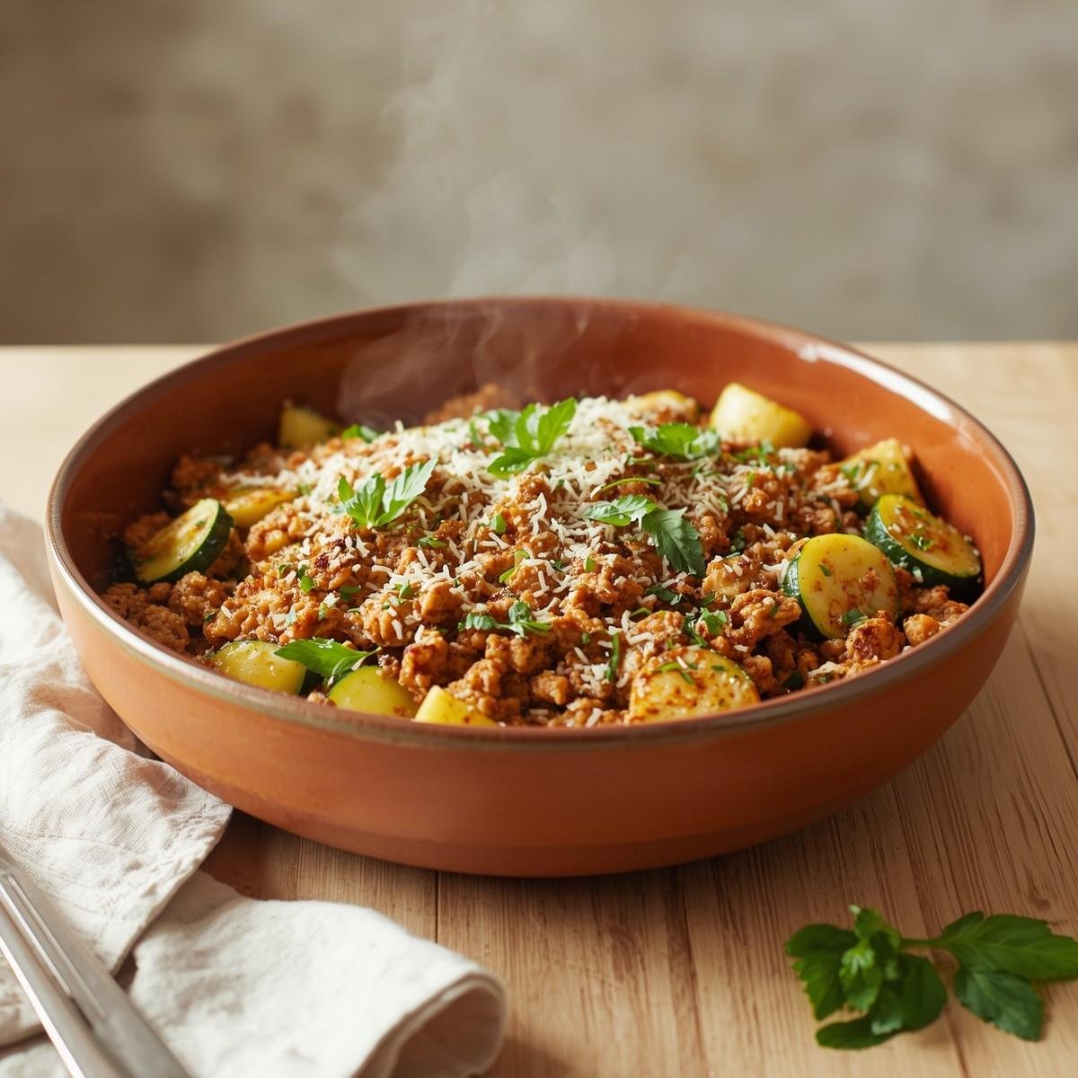 Simple Ground Turkey and Zucchini Skillet