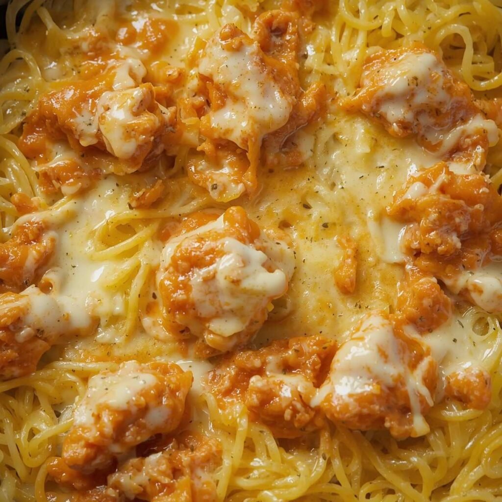Buffalo Chicken Spaghetti Squash Casserole