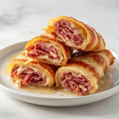 Keto Reuben Roll-Ups with Corned Beef & Swiss