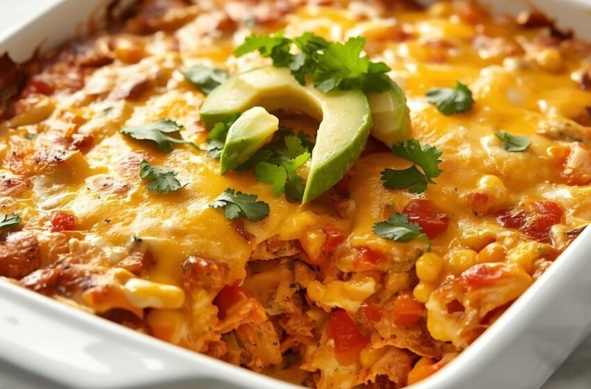 High-Protein Chicken Burrito Casserole