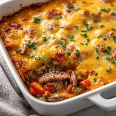 Keto Low-Carb Philly Cheesesteak Casserole