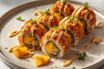 Thumbnail for Swicy Mango Crispy Rice Sushi