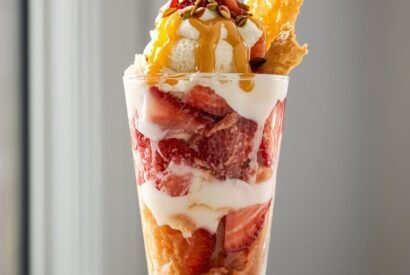 Thumbnail for Strawberry Pistachio Baklava Sundae Delight