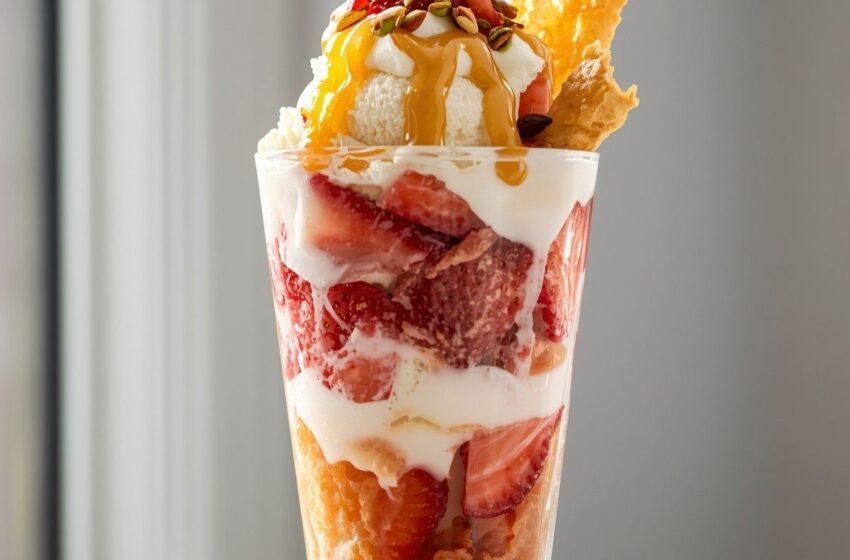 Strawberry Pistachio Baklava Sundae