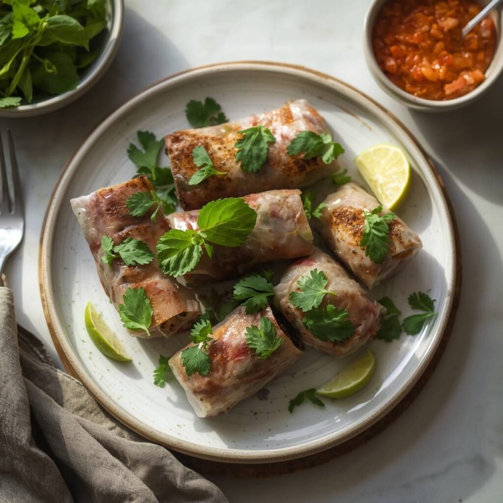 Thai Basil Beef Rolls with Fresh Herbs and Zesty Lime