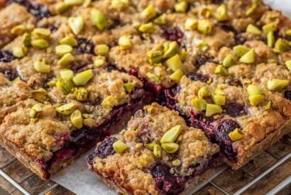 Thumbnail for Blackberry pistachio dream bars