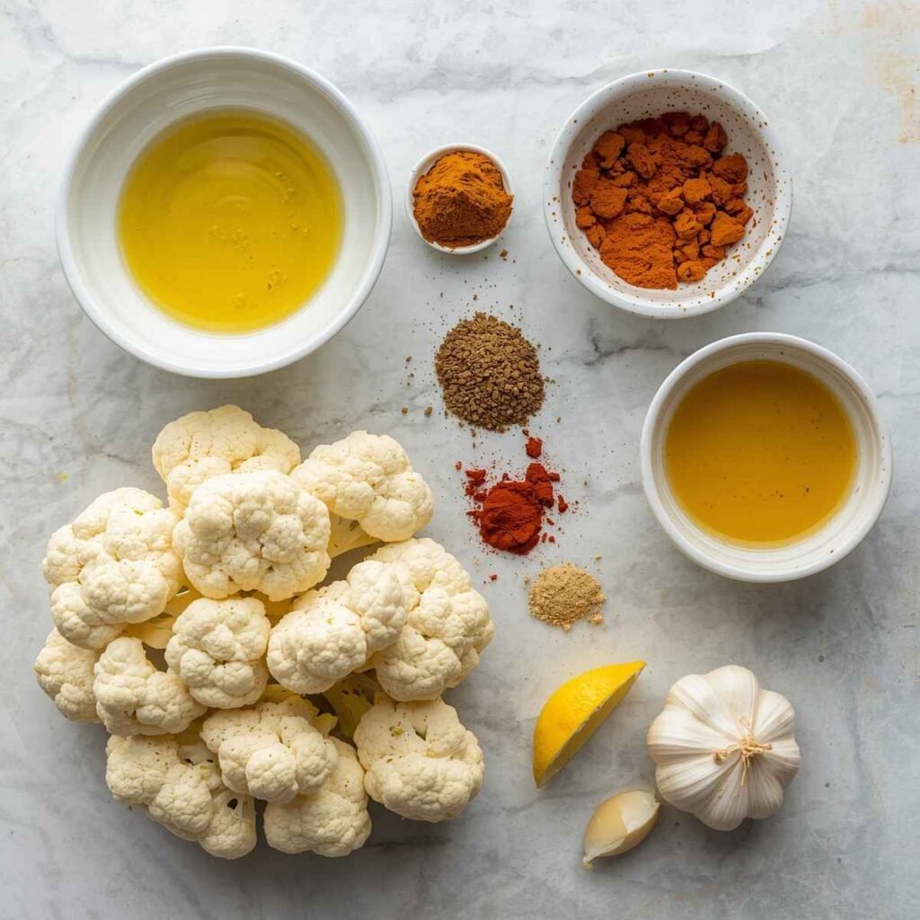 ingredients for Moroccan Cauliflower with Tahini Honey Drizzle