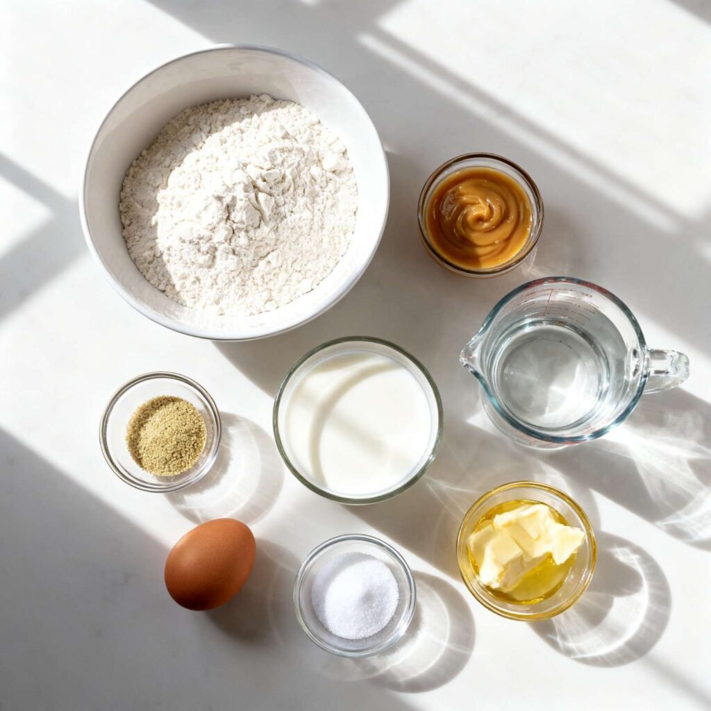 ingredients for Soft Sweet Condensed Milk Bread Loaf